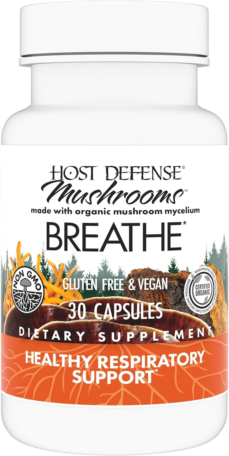 Host Defense Breathe Capsules bottle front view for respiratory support