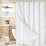 Craidlela 3 in 1 white waffle shower curtain set front view in modern bathroom