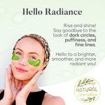 Bloomora Green Tea Under Eye Patches close up of ingredient callouts