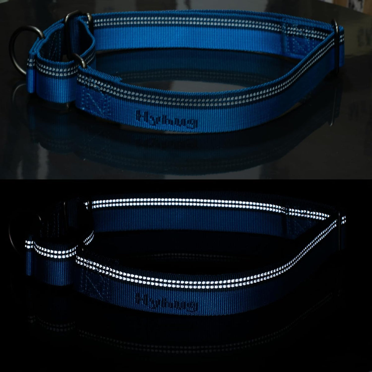 Hyhug classic blue dog collar triglide slide with tag holes