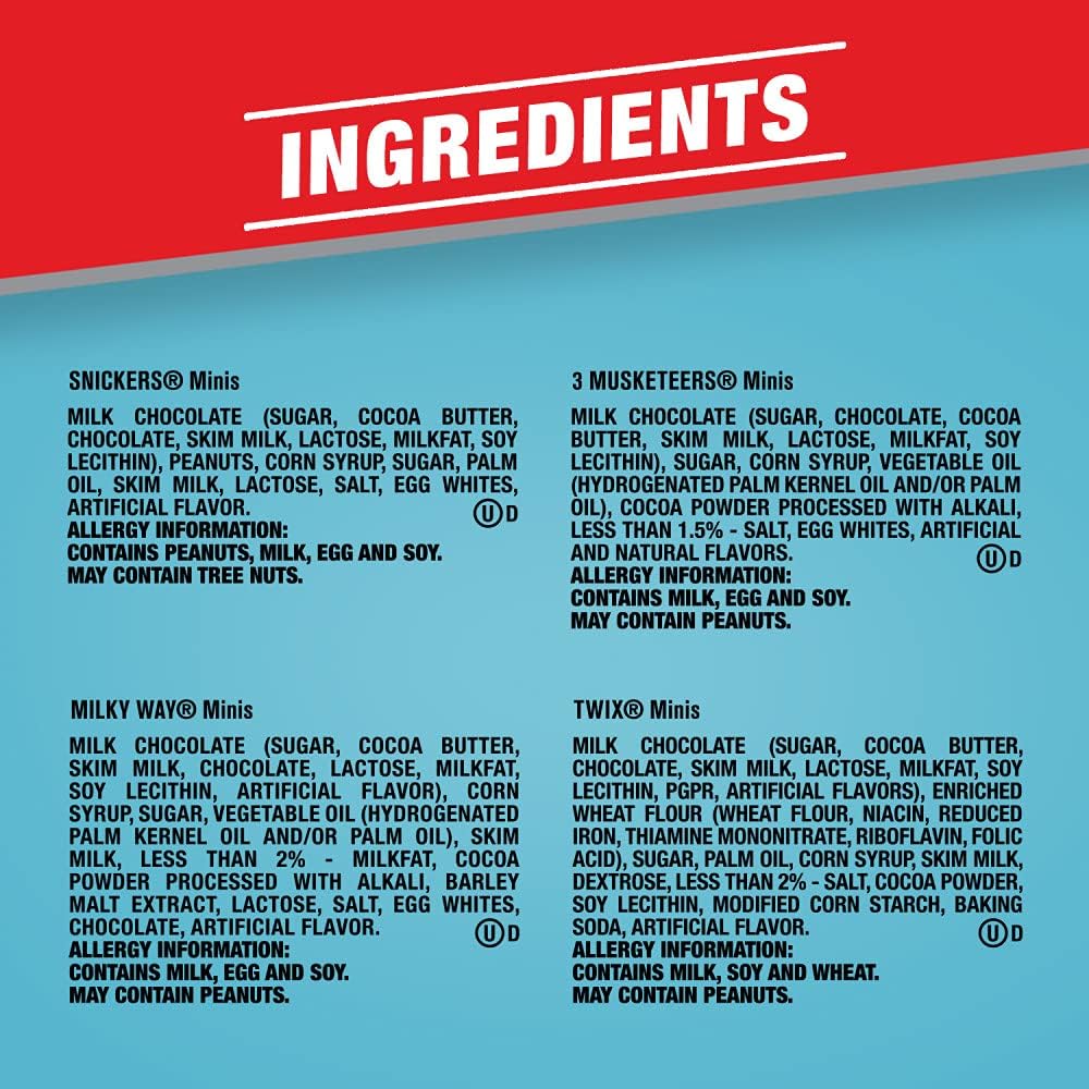 Open bulk package of imported Mars candy variety mix showcasing the individual wraps