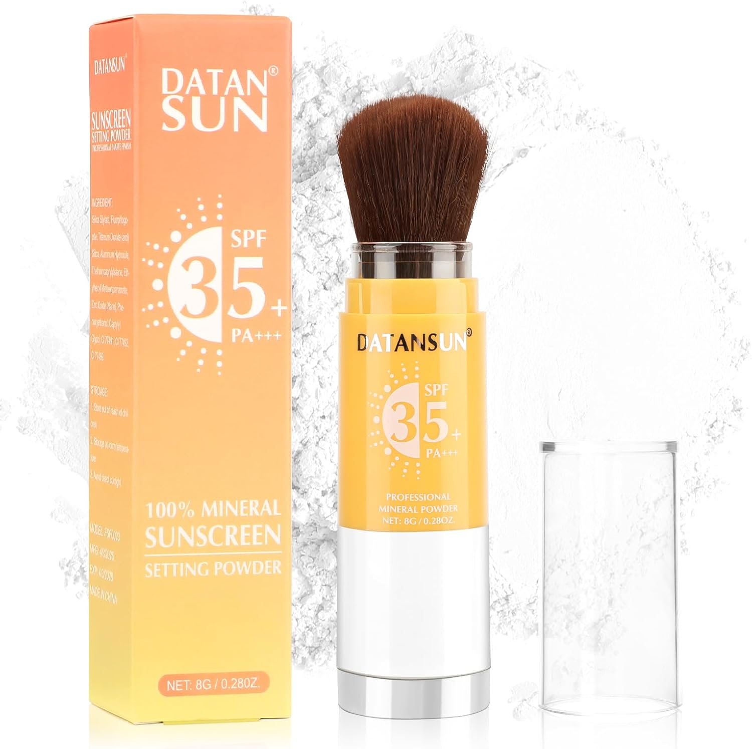 BEFIVECOK Mineral Powder Sunscreen Setting Makeup front view with built-in applicator brush