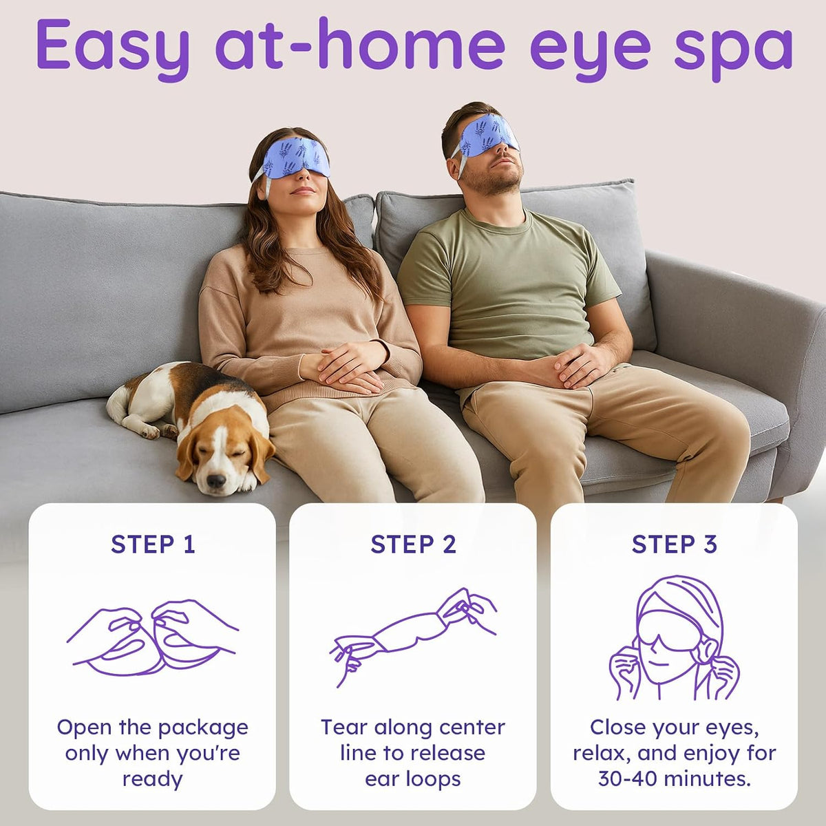 Model wearing Bloomora relaxing eye mask for sleep and travel
