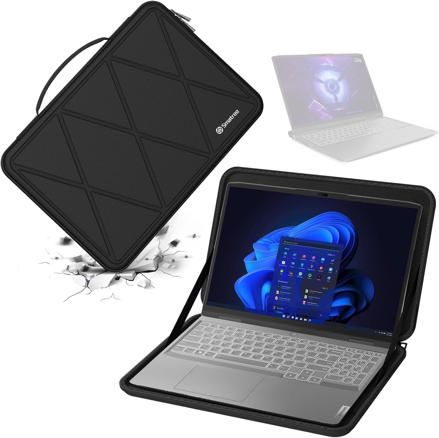 Smatree Hard EVA Protective Sleeve Case front view showing black geometric diamond pattern