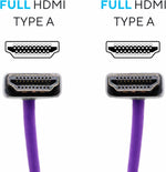Kondor Blue purple coiled HDMI cable connector close up