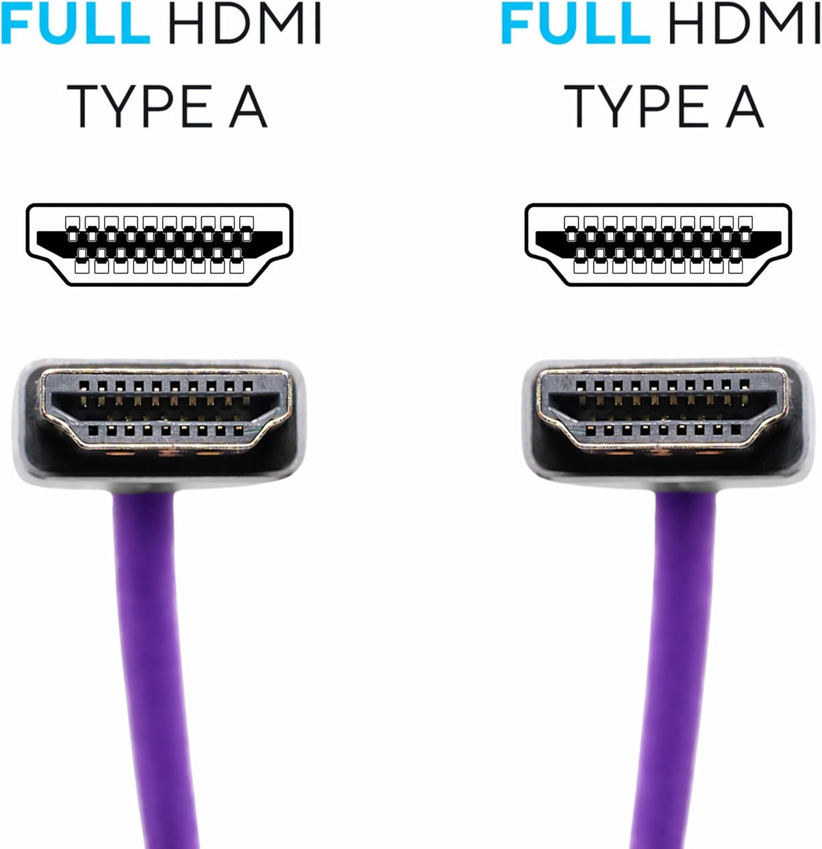 Kondor Blue purple coiled HDMI cable connector close up