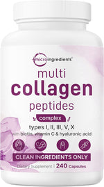 Micro Ingredients 2 Pack Multi Collagen Pills for Women & Men, 480 Capsules | Type I, II, III, V, X | Hydrolyzed Protein Peptides with Biotin, Hyaluronic Acid, & Vitamin C | Keto & Paleo Friendly - Image 10