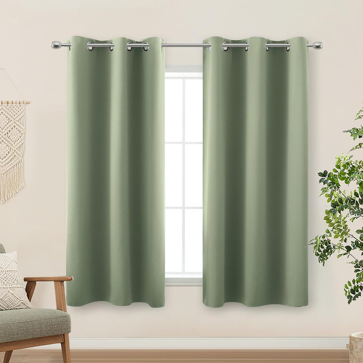 KOUFALL Sage Green Blackout Curtains 72 inches Wide for Bedrdom,Room Darkening Boho Large Window Treatments Extra Wide Curtains for Living Room 70 72x84 in Long 2 Panels Set - Image 15