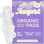 August Regular and Super Organic Cotton Pads 36 count front packaging view