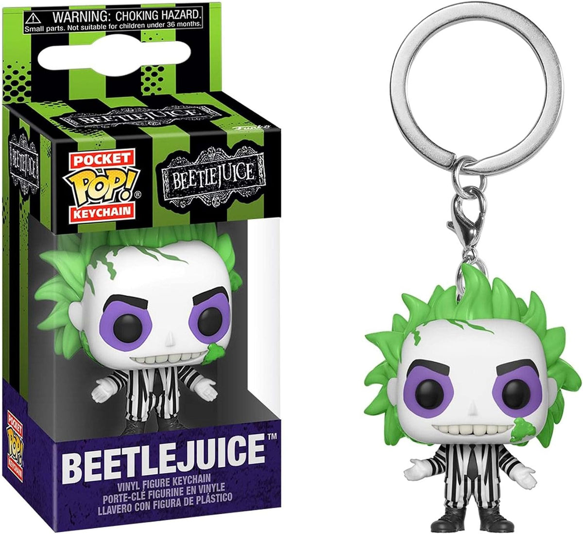 Funko POP Keychain Beetlejuice front view vinyl collectible figure.