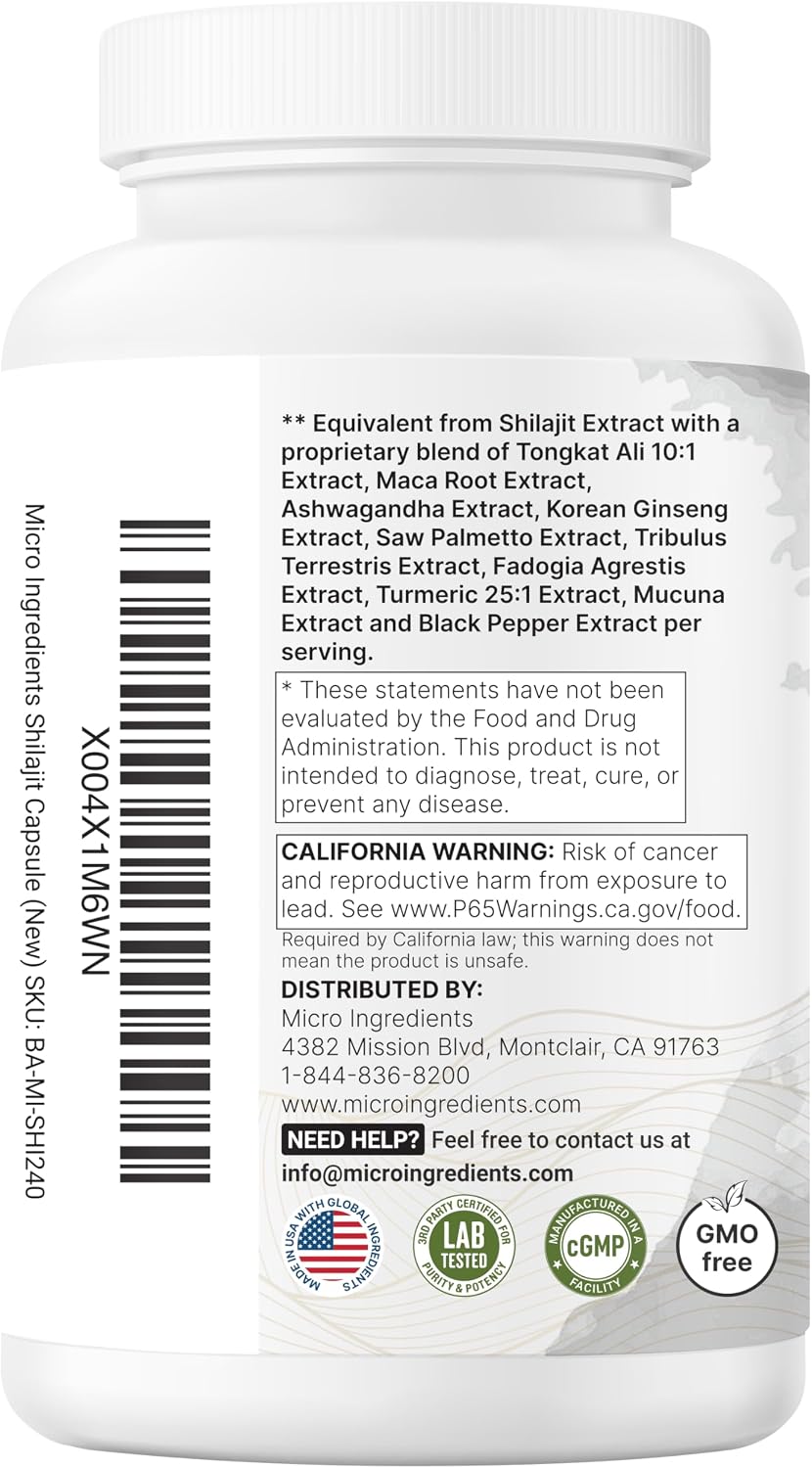 Micro Ingredients Shilajit wellness capsules lifestyle product display