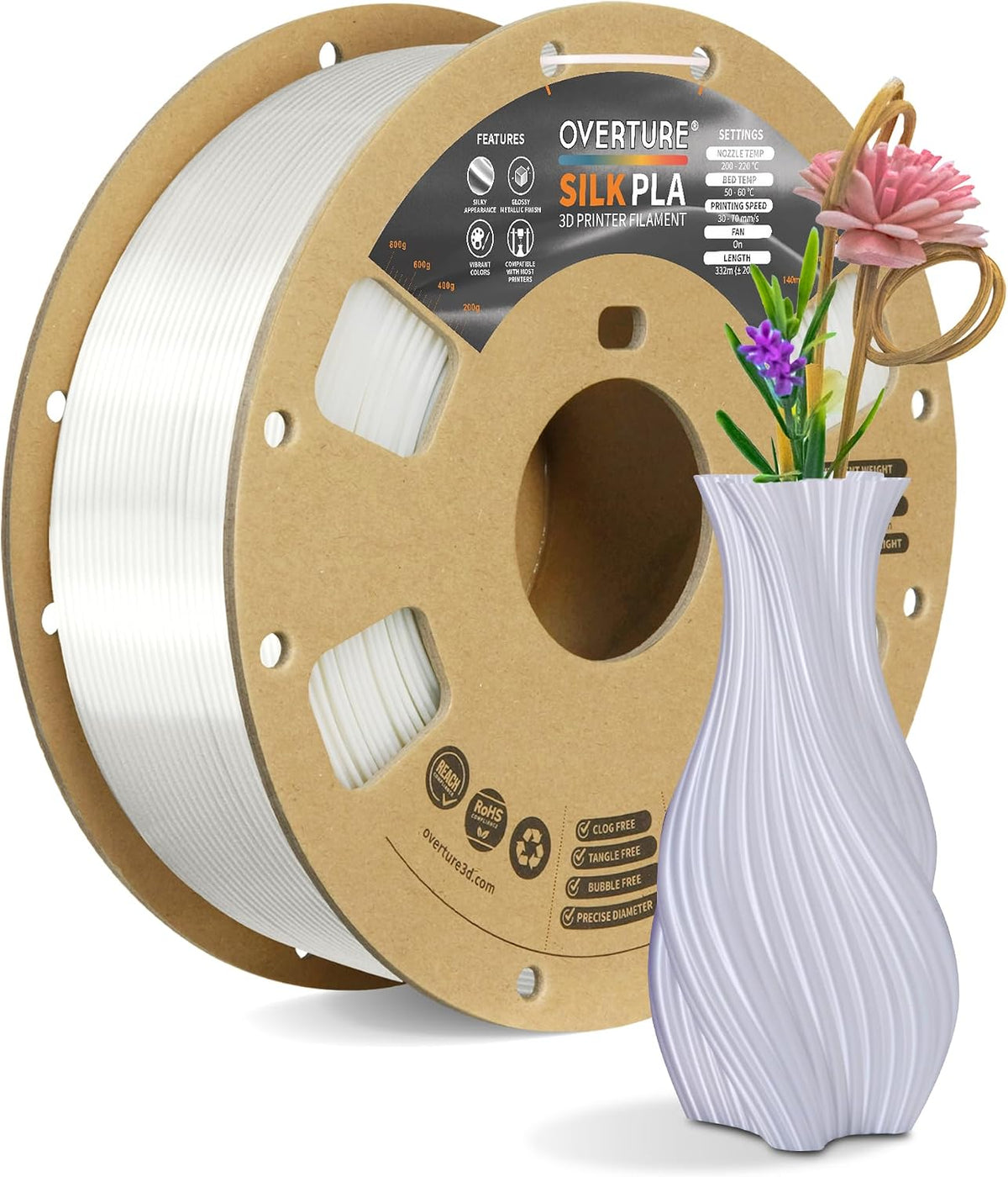 OVERTURE Silk PLA Filament 1.75mm, Metallic Shine Filament, 1kg Silk Purple | Clog-Free Shiny, 1kg Spool (2.2lbs), Ideal for Cosplay Jewelry & Home Decor (Silk Purple) - Image 15