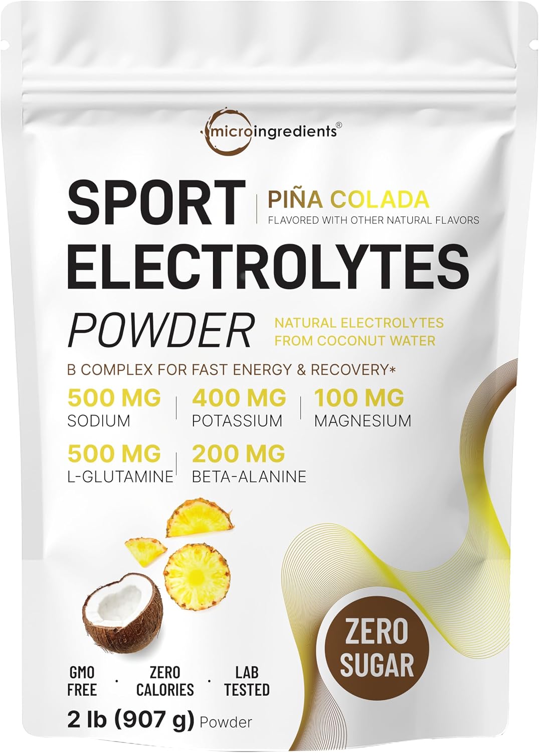 Micro Ingredients electrolytes powder front view of 2 pound pouch