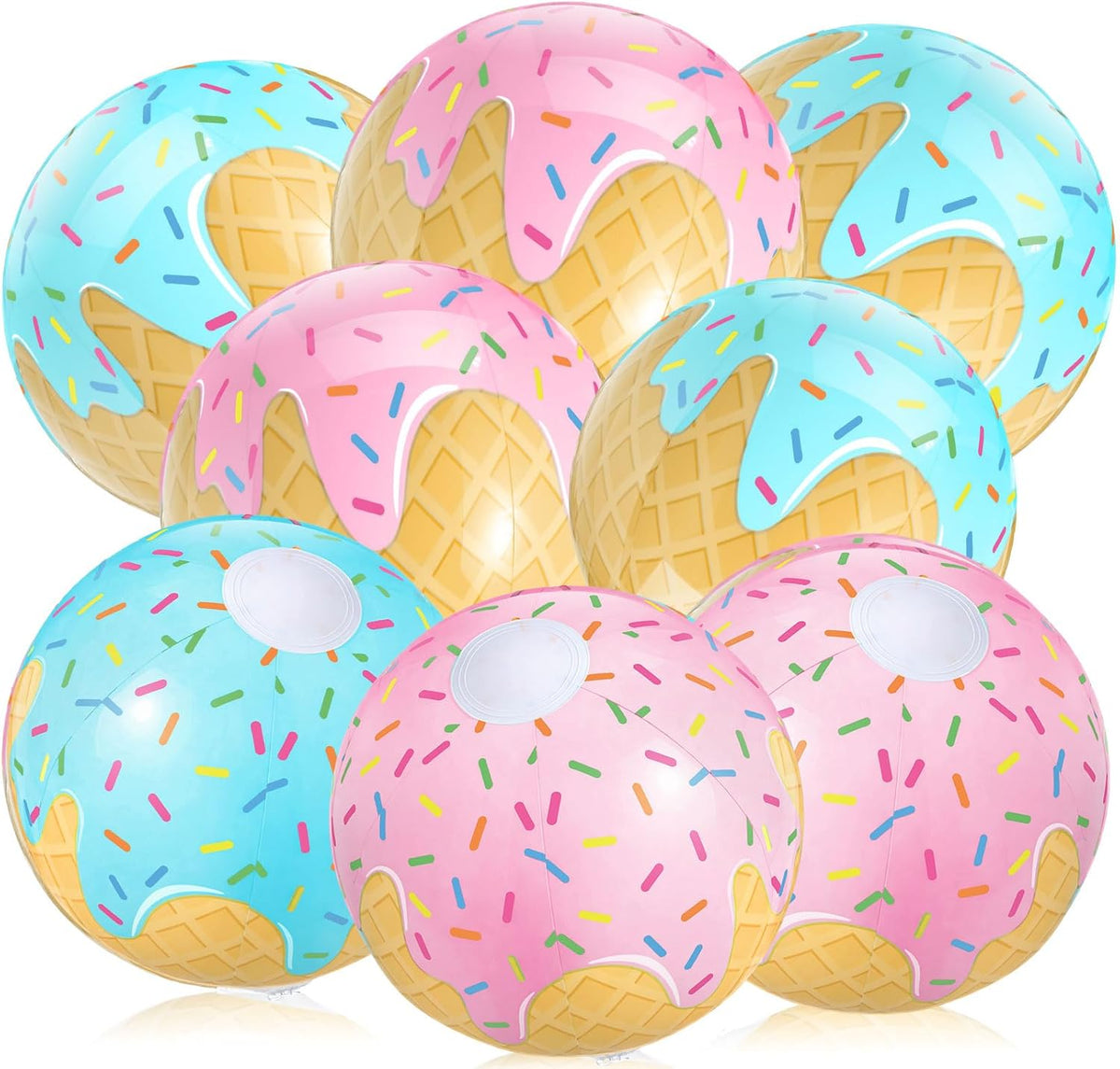 Lunmon ice cream themed beach ball front view showing pastel colors.