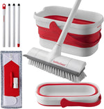 Bettaclean collapsible mop and bucket set front view showing red and white design.