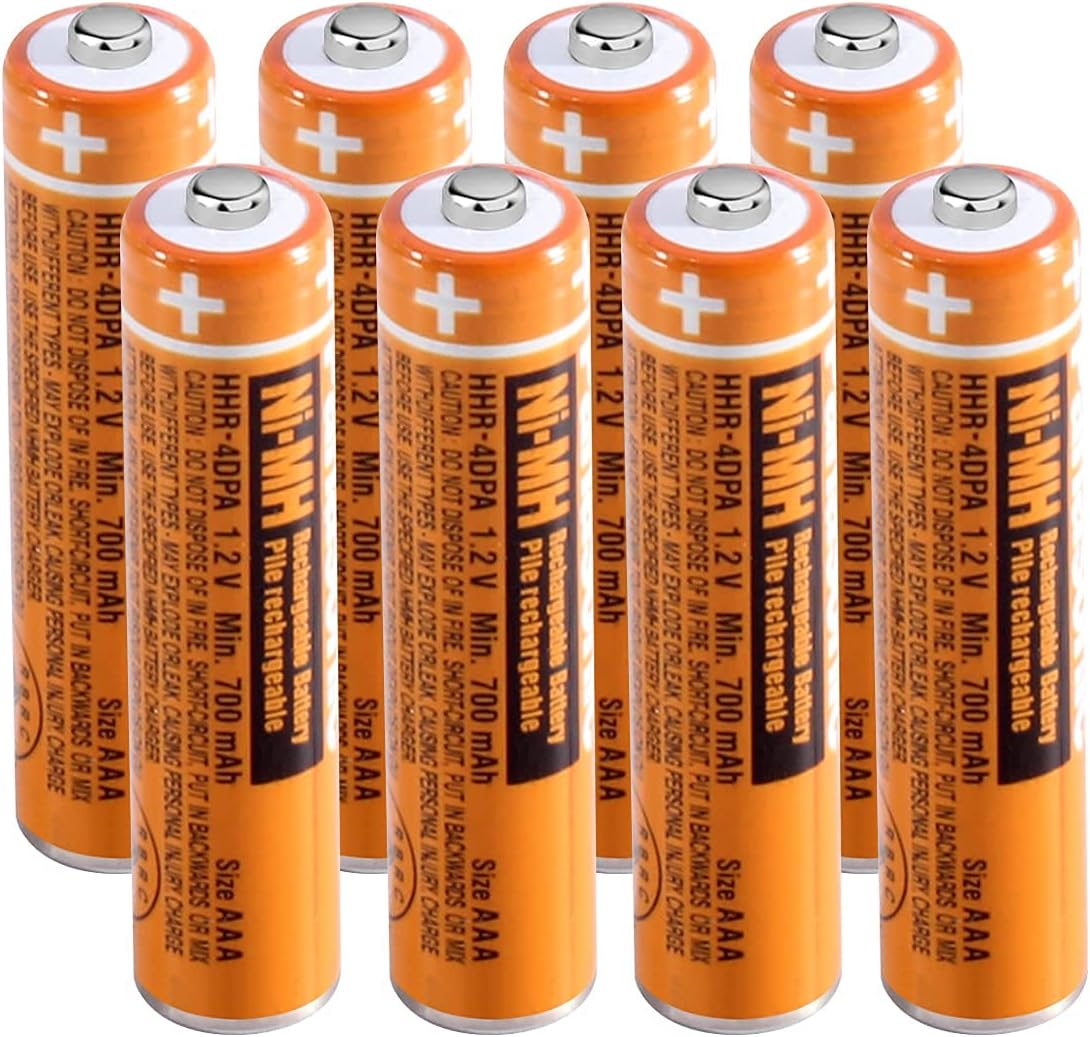Pingju Ni-MH AAA rechargeable battery pack front view showcasing eight premium cells.