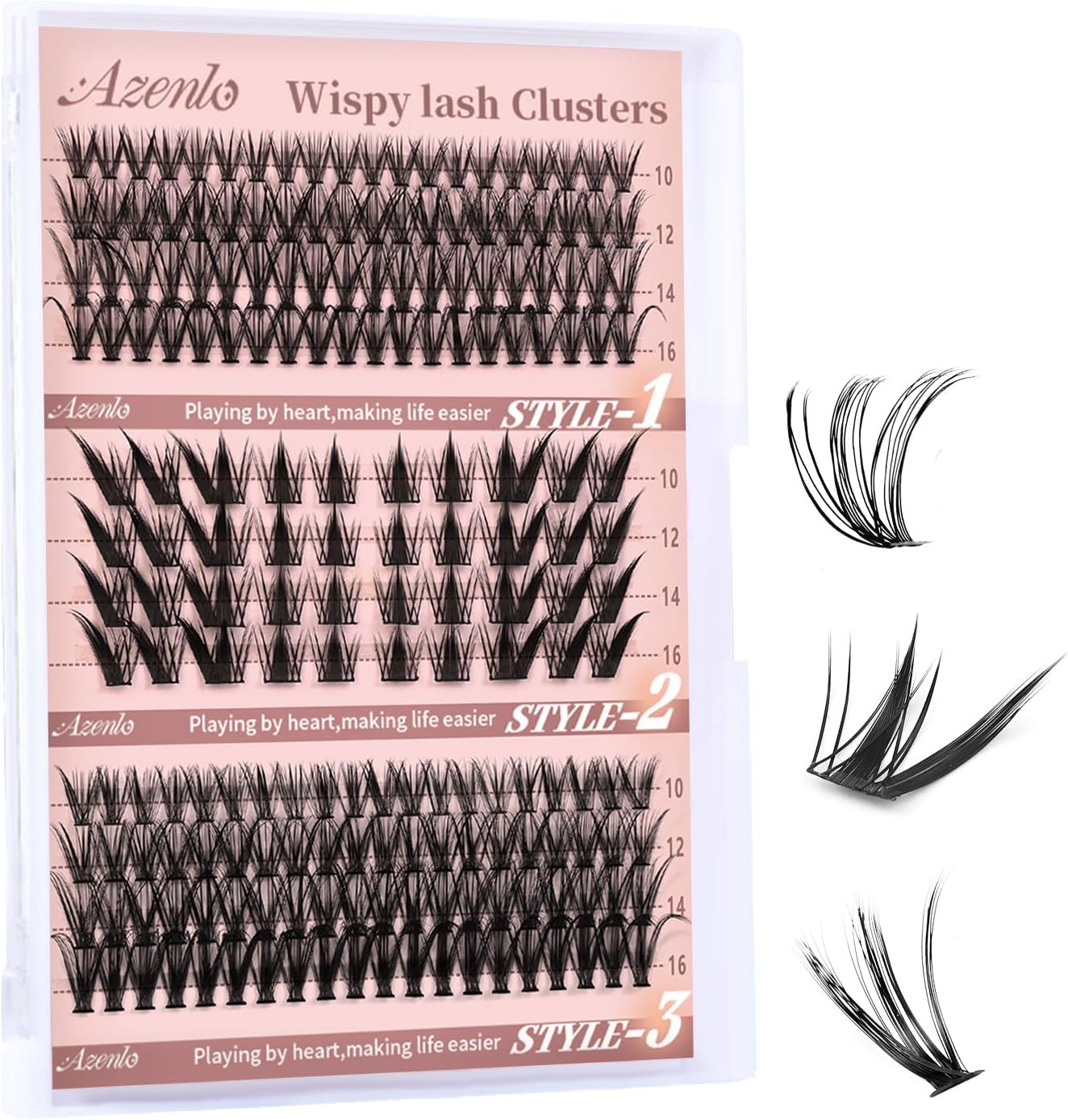 Azenlo DIY cluster lashes kit with 20D and 30D wispy individual lashes