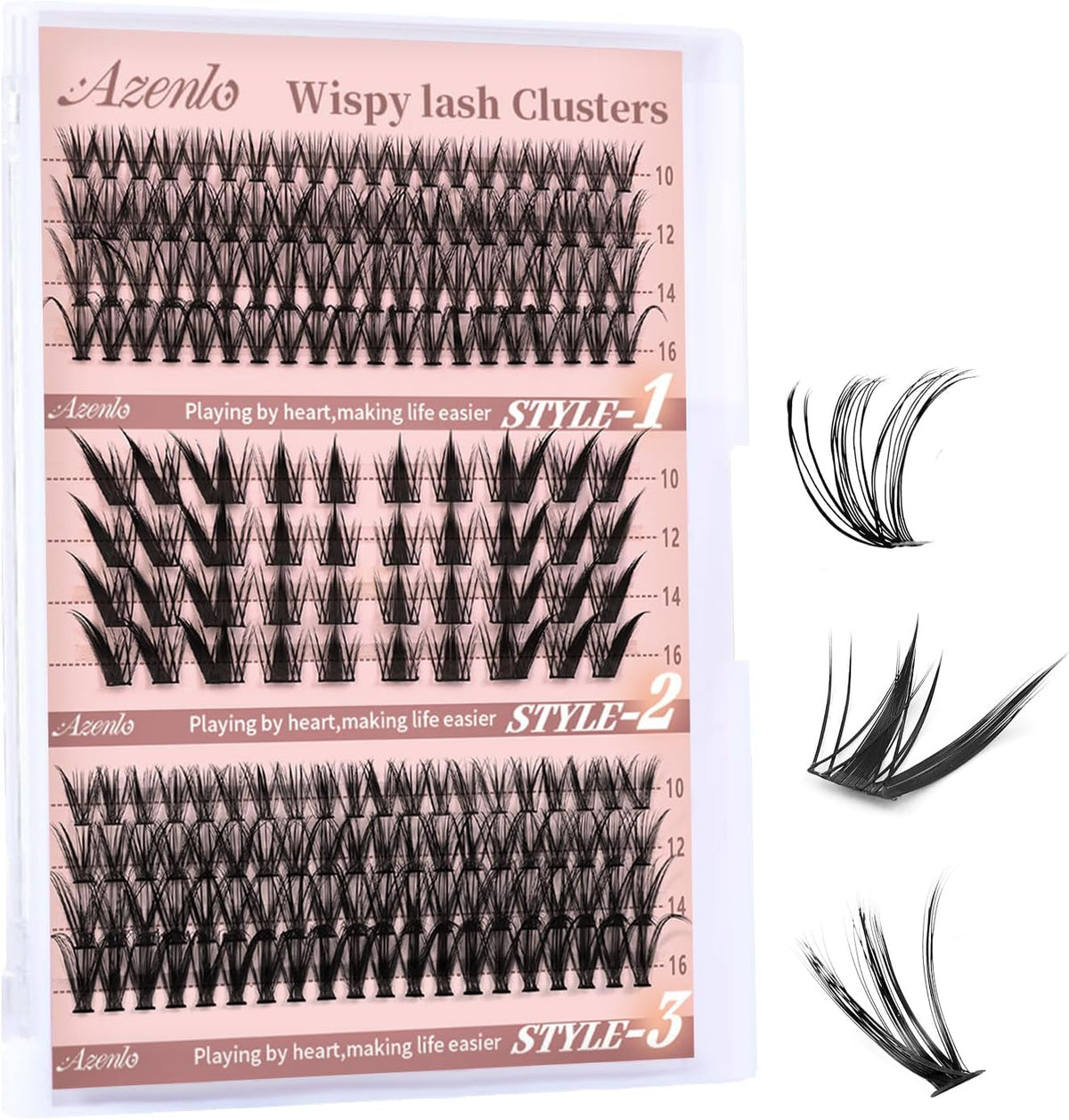 Azenlo DIY cluster lashes kit with 20D and 30D wispy individual lashes