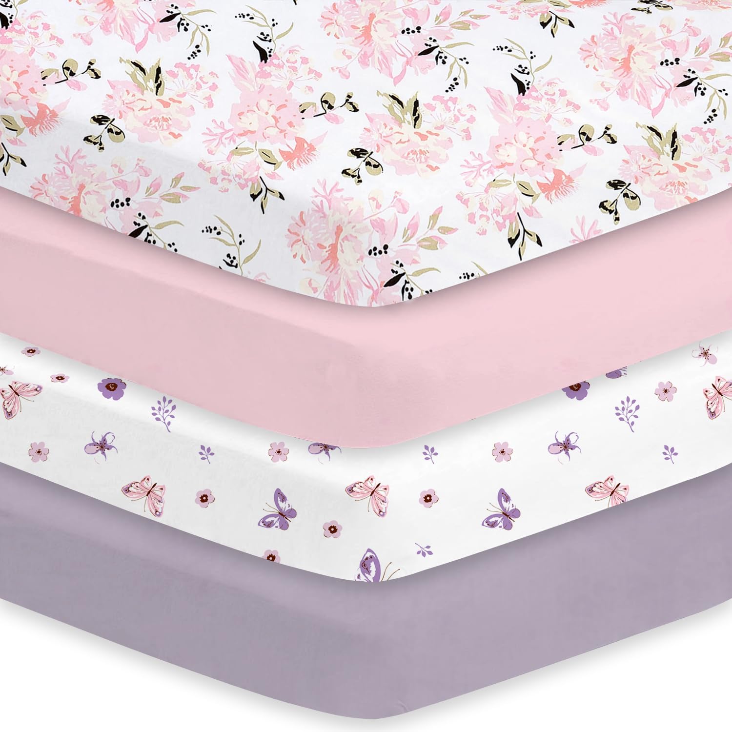 Little Grape Land crib sheets floral and butterfly pattern set