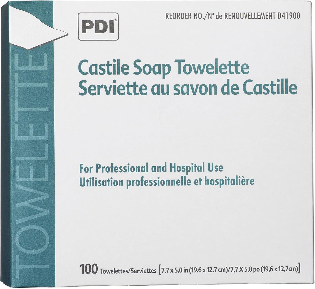 PDI individual soap towelette packet close up view