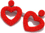 Valentine's Day Earrings for Women Red Pink Beaded Heart Earrings Concersation Heart Drop Dangle Earrings Valentine's Day Jewelry Accessories Gifts - Image 9