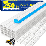 YesBes 250 Inch Cord Hider Kit front view showing sixteen white paintable cable raceway channels.