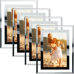 Hikwadery silver picture frame front view showcasing mirrored edge