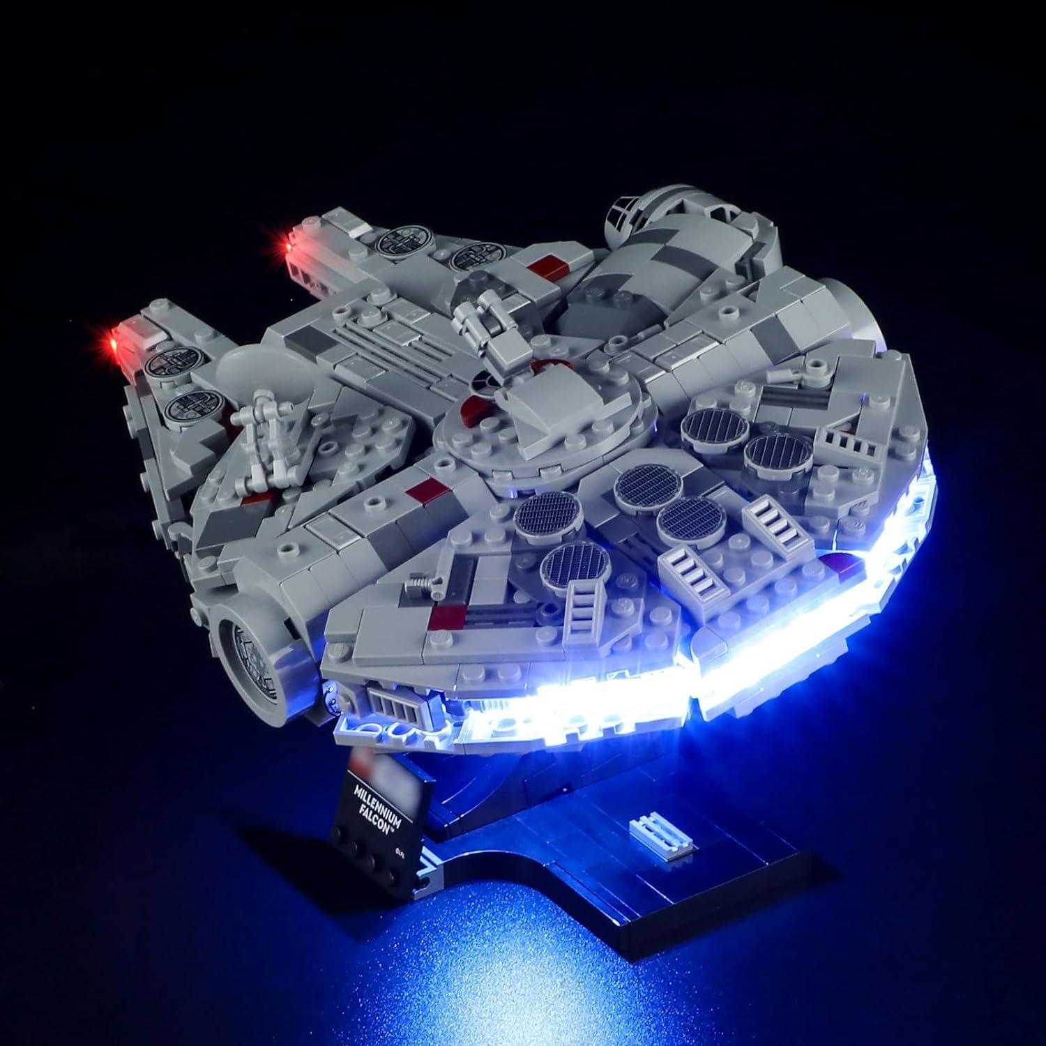 Mililier LED Light Kit installed on LEGO 75375 Millennium Falcon model