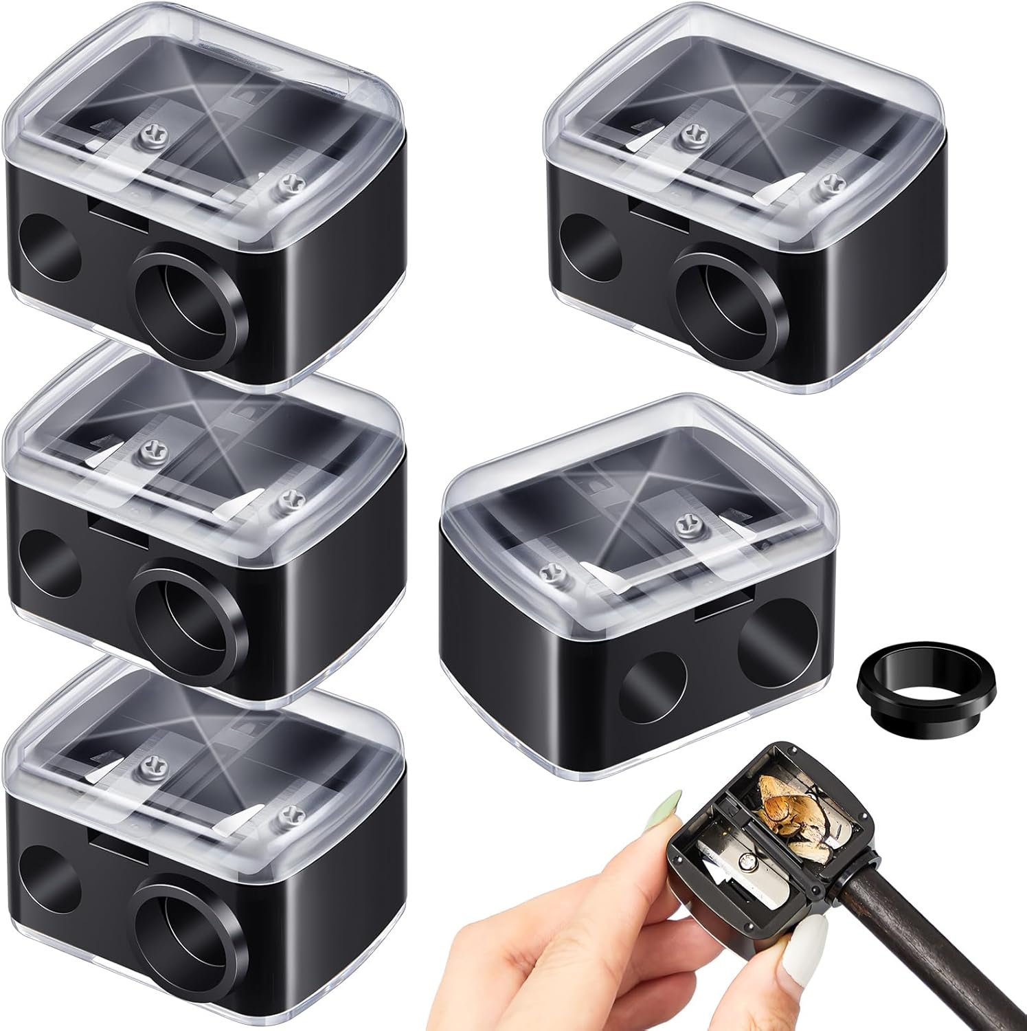 Chuangdi 5 pieces makeup pencil sharpener set front view with packaging