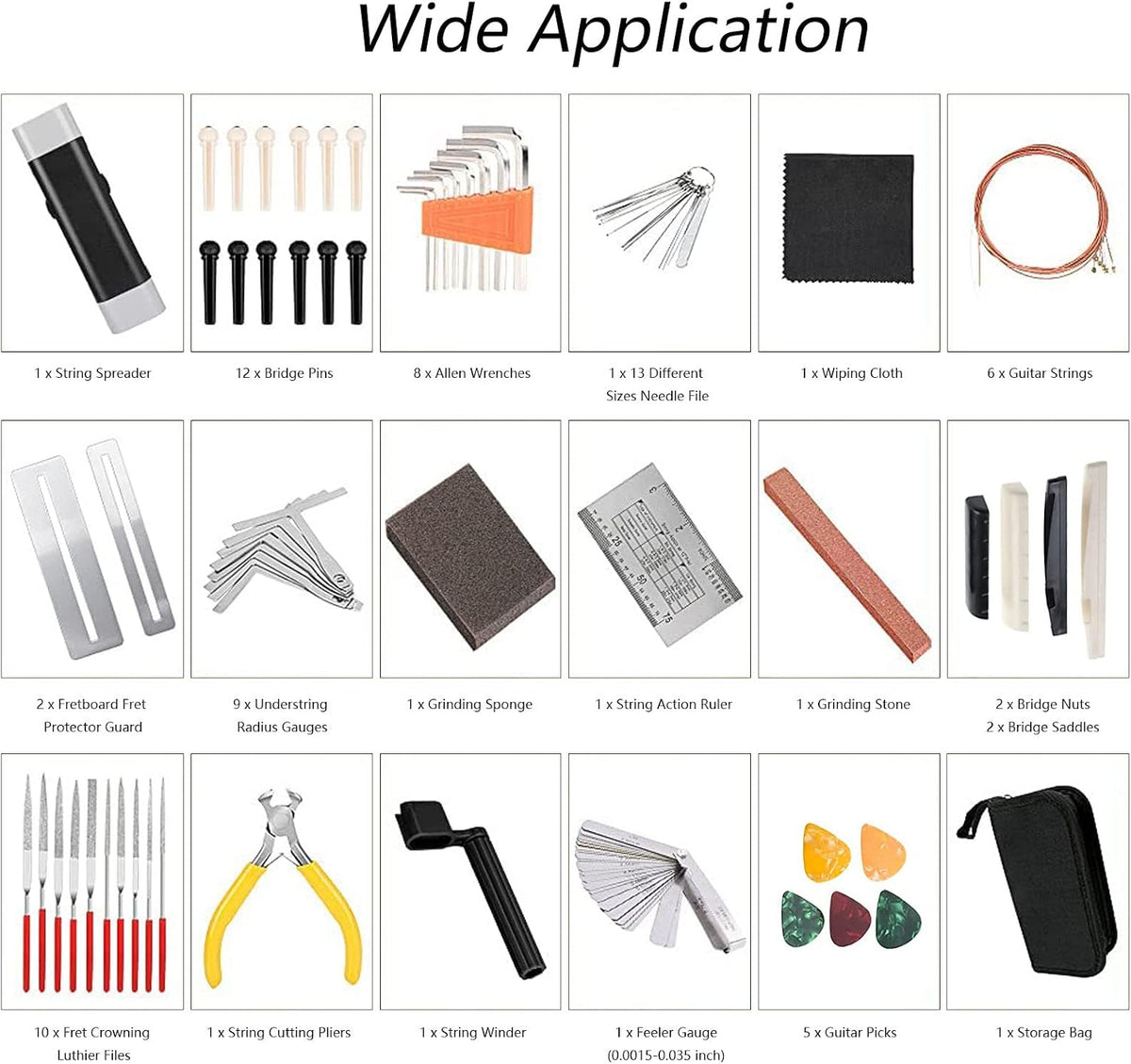 Hanbangabc guitar repair kit contents spread out