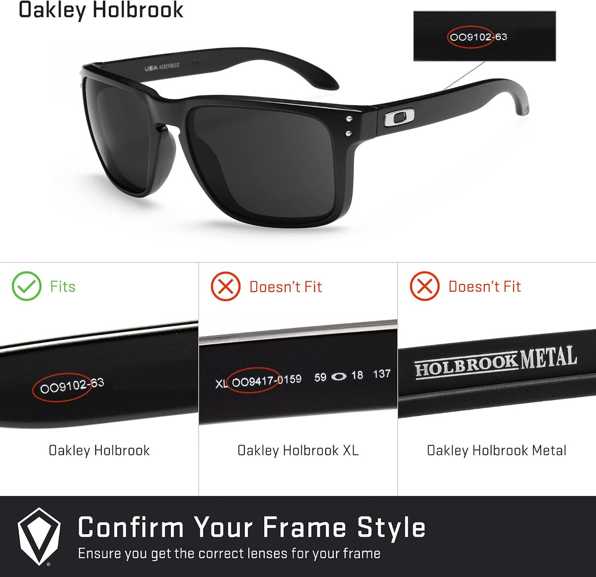 Replacement lenses for Oakley Holbrook side profile
