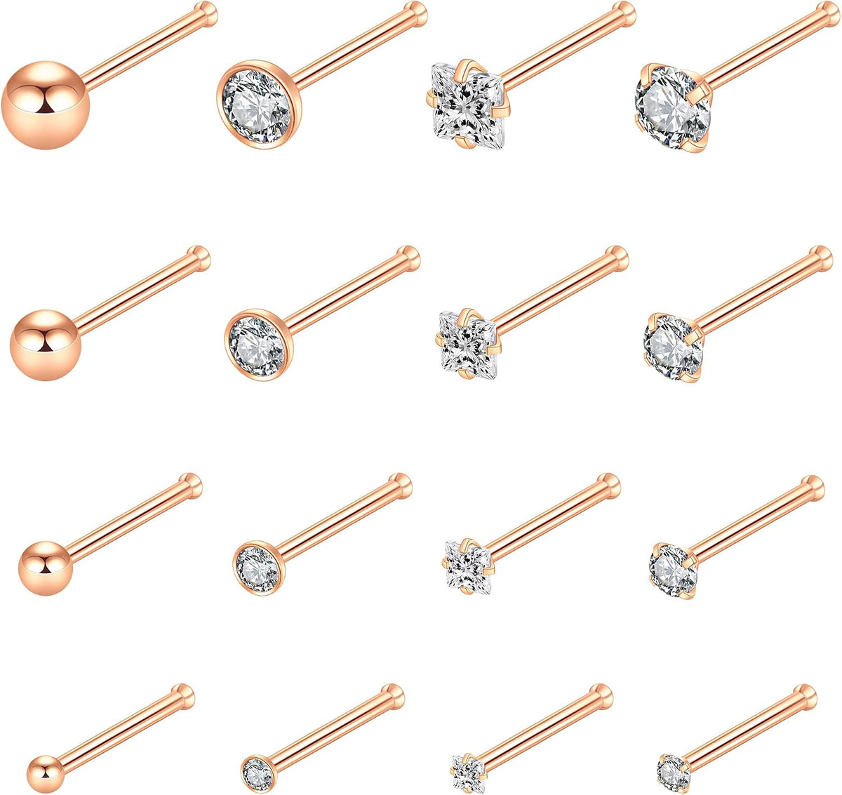 16pcs 20g Stainless Steel Nose Stud for Women 20g Nose Ring Surgical Steel for Men Body Piercing Jewelry - Image 11