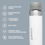 Stanley Mist colorway vacuum insulated bottle showing locking mechanism