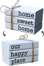 Farmhouse Mini Bathroom Sign Decor Funny Wooden Book Stack for Bathroom Tray Decor Bathroom Shelf Sitter 2 Signs in 1 Reversible Mini Book Set of 3 for Restroom Wooden Rustic Sign - Image 9