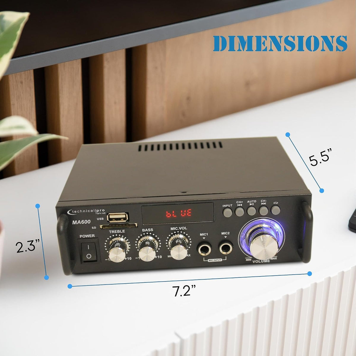 Technical Pro stereo amplifier rear panel connections