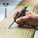 Pica construction marker showing integrated sharpener
