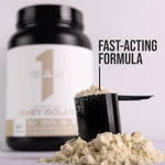 Rule 1 vanilla protein container highlighting Informed Choice certification