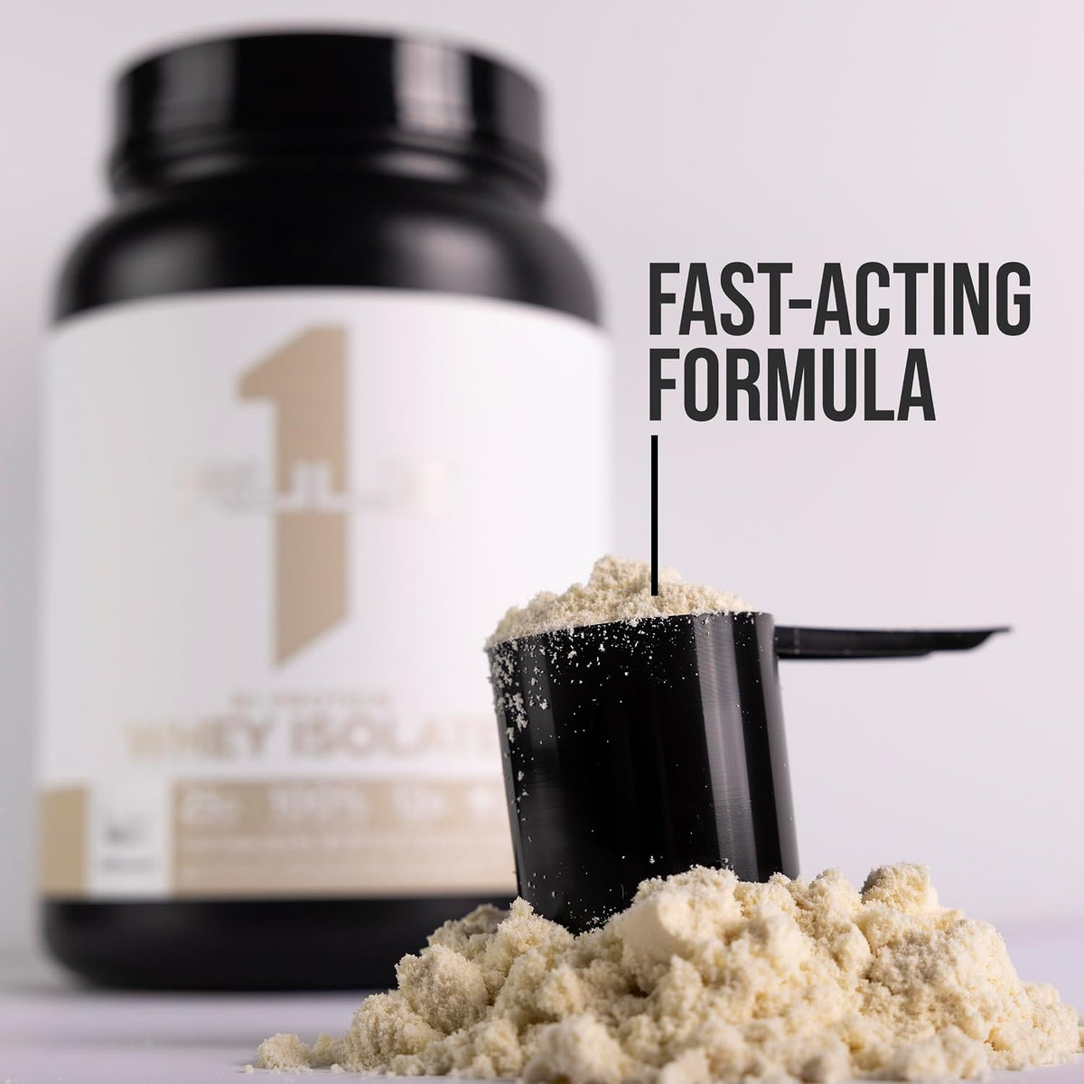 Rule 1 vanilla protein container highlighting Informed Choice certification