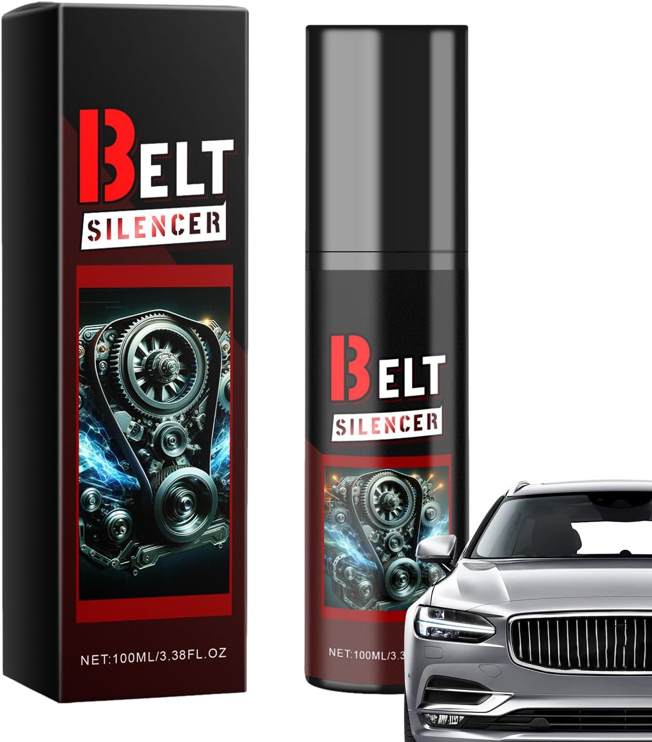 Generic Belt Dressing Spray 100ml bottle front view showing automotive belt noise lubricant.