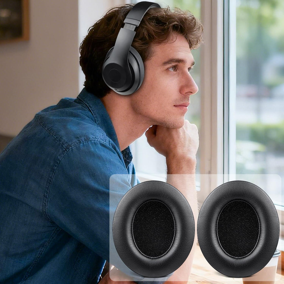 SoloWIT earpads shown next to Beats Studio 3 over-ear headphones