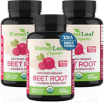 Organic Beet Root Capsules with Ginger and Grape Seed 1000mg Serving - 20:1 Beetroot Extract - Supports Blood Flow and Energy - Beets Supplements with Organic Beet Root Powder, 120 Count - 3 PK - Image 1