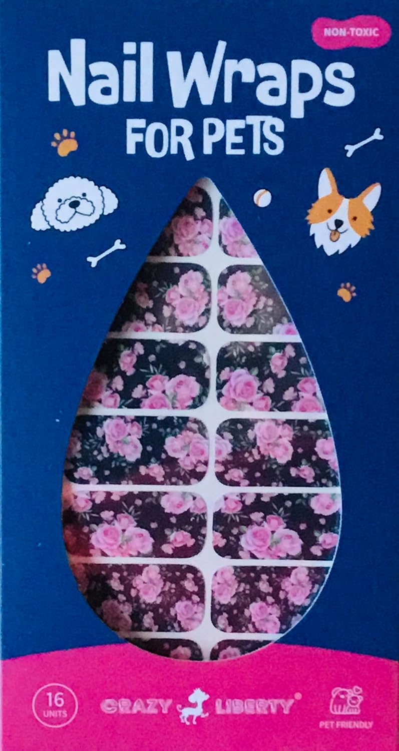 Floral pattern pet nail decals packaging detail for pet grooming