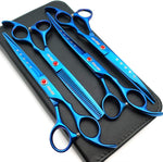 7.0in Titanium Professional dog Grooming Scissors set,Straight & Thinning & Curved scissors 4pcs set for Dog grooming (Bright black) - Image 10