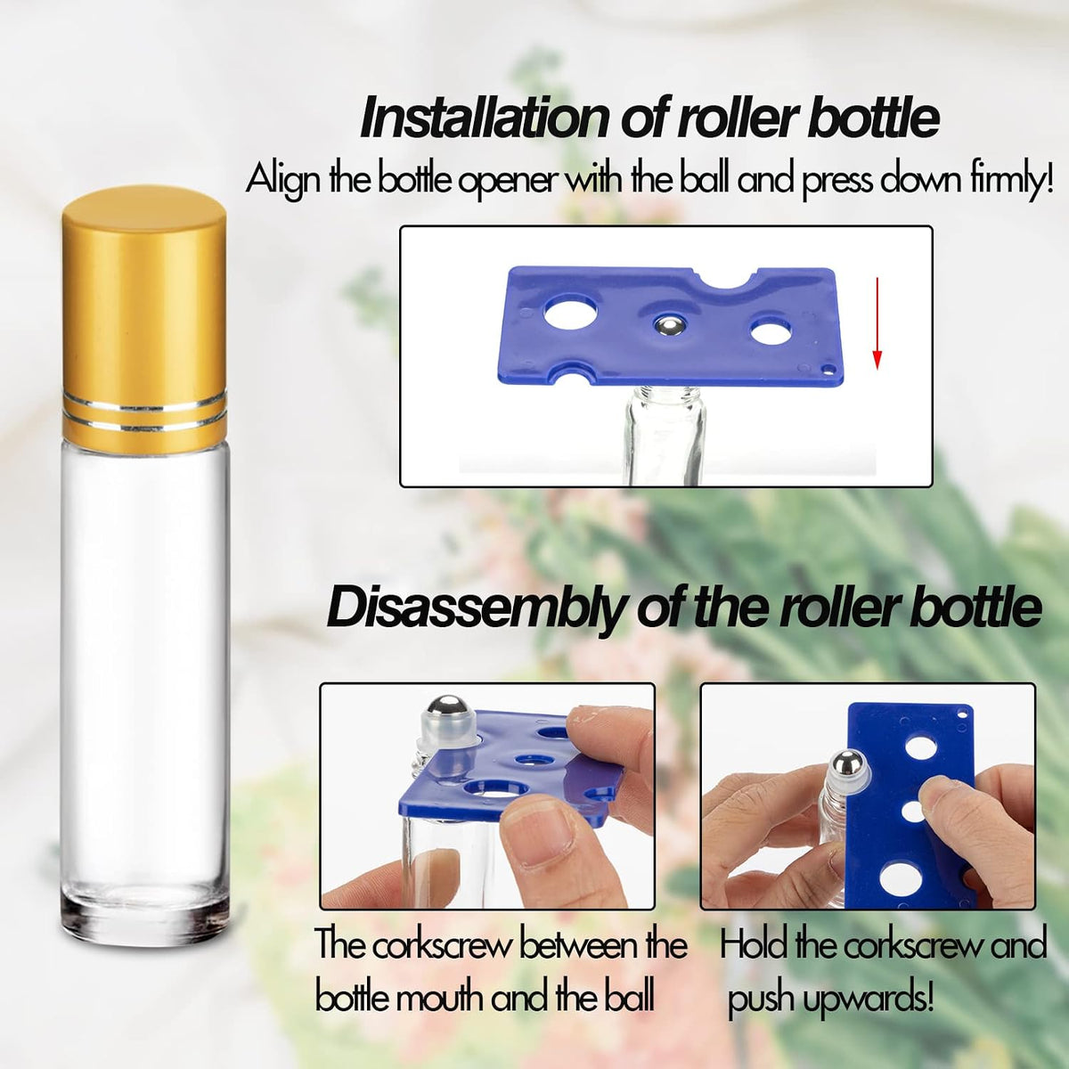 HTHOOOOME essential oil roller bottle set packaging and components