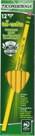 Ticonderoga Tri-Write Wood-Cased Pencils, 2HB Soft, Yellow, 12 Count - Image 10