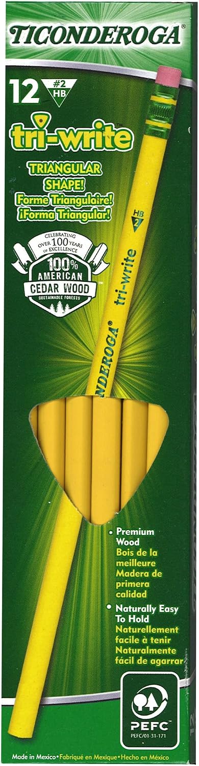 Ticonderoga Tri-Write Wood-Cased Pencils, 2HB Soft, Yellow, 12 Count - Image 10