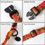 Dogwong fall pet collar highlighting the heavy duty plastic buckle.