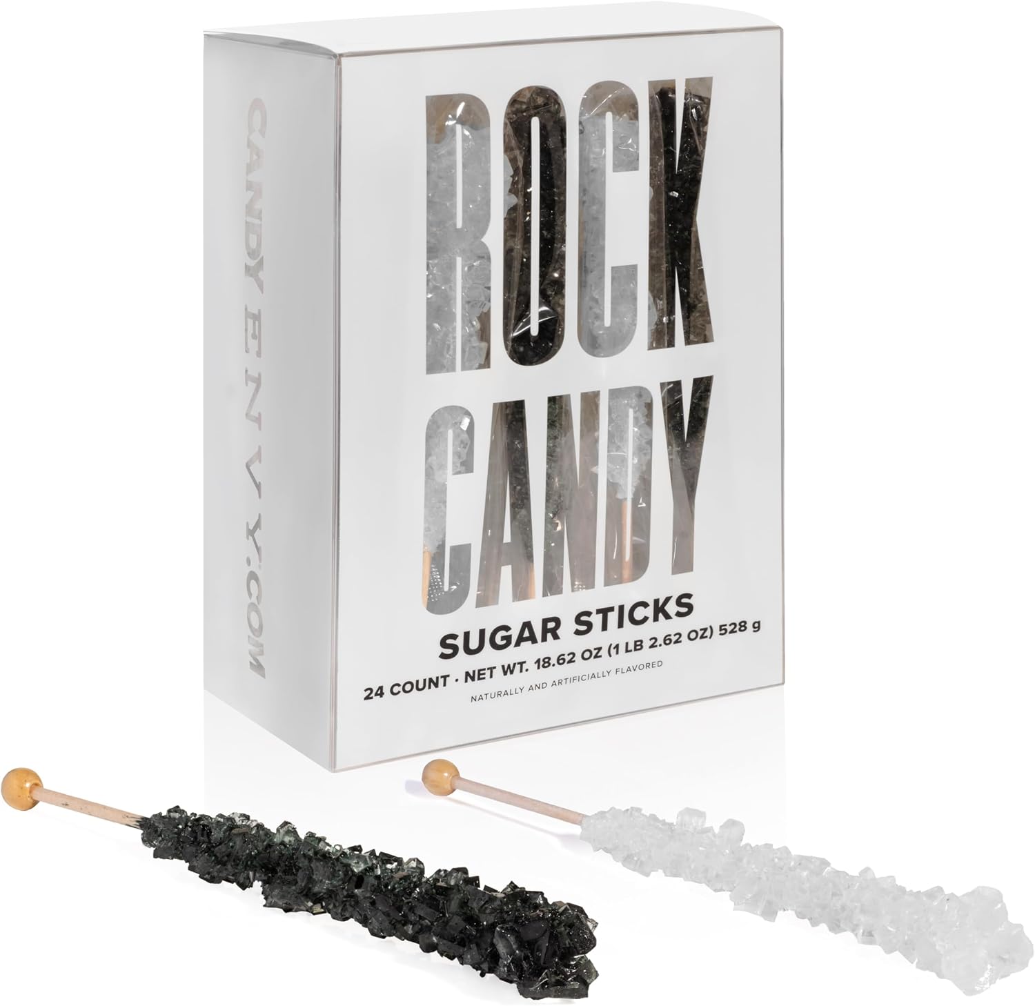 Espeez Black and White Rock Candy Sugar Sticks front view