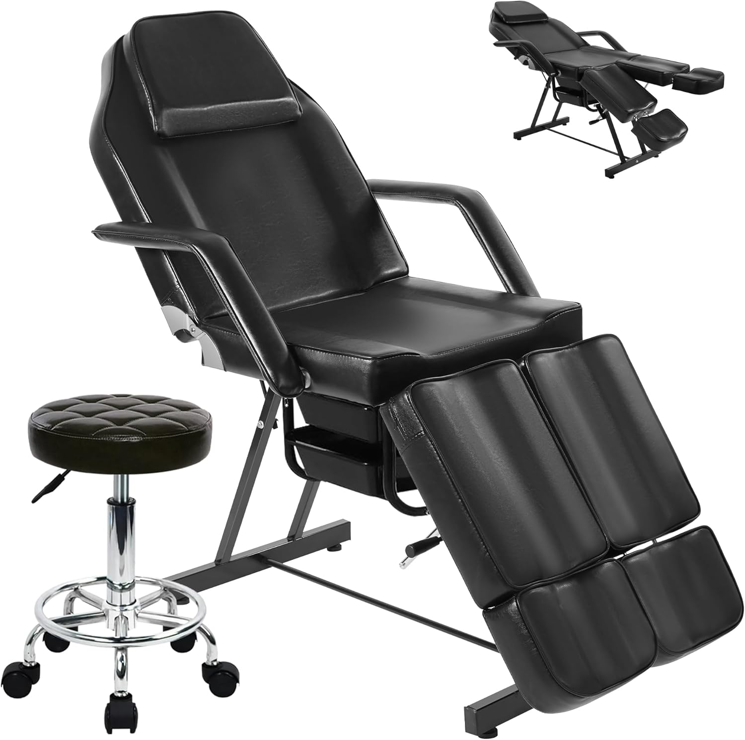 KIIUMI tattoo chair split legs design front view for professional studio setup