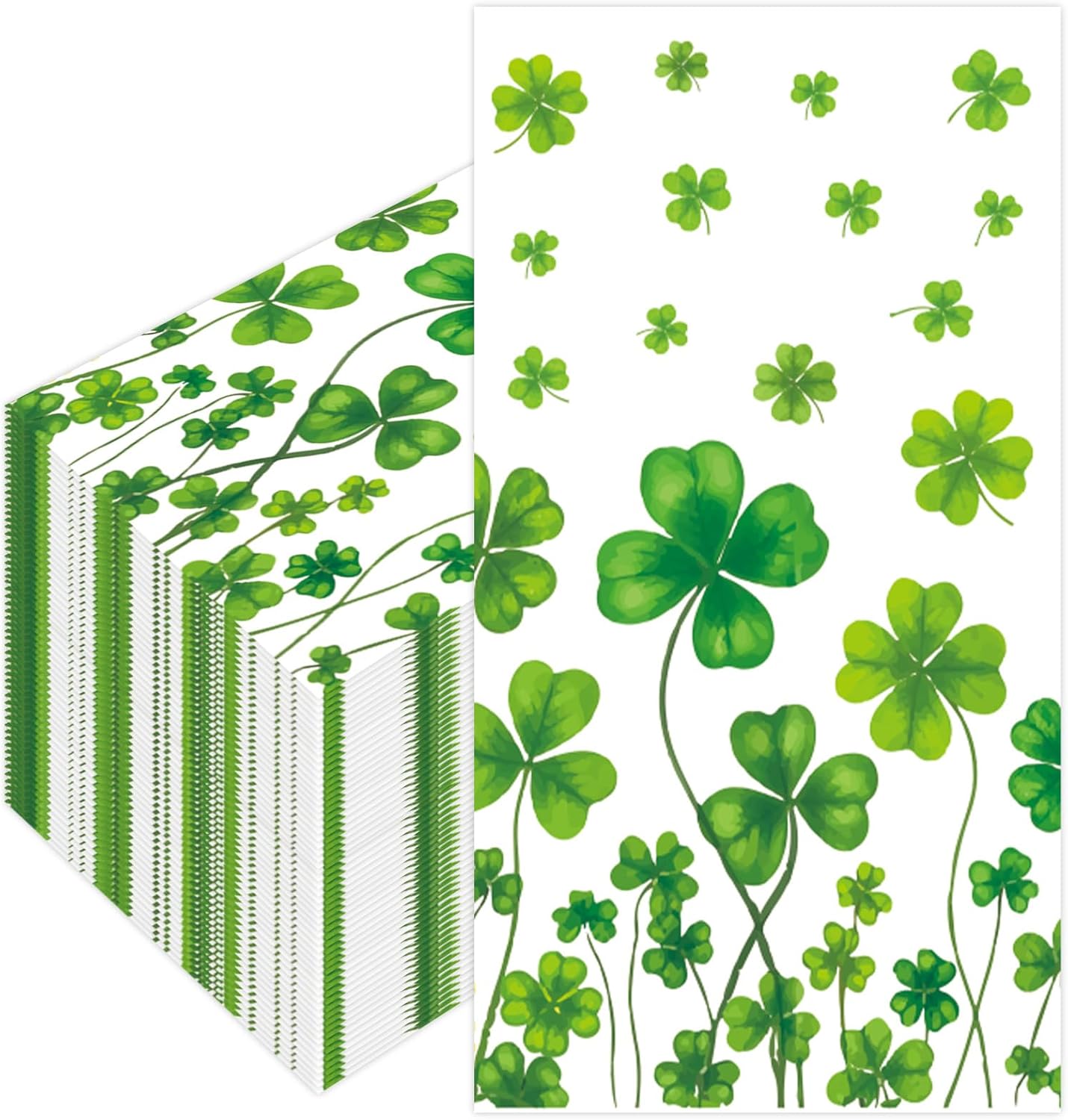 Jarthenaamcs St. Patrick's Day guest napkins front view featuring shamrock design